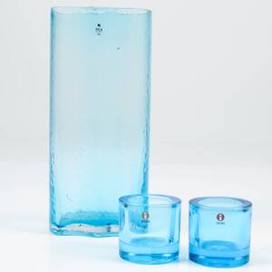 VAS samt LJUSLYKTOR, glas, Sea samt Iittala