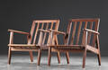 Par lænestole af teaktræ, dansk møbelproducent 2