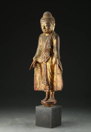 Forgyldt Buddha af træ 