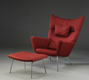 Hans J. Wegner. Lænestol model CH445 Wing chair med fodskammel 2
