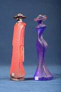 KJELL ENGMAN FÖDD 1946, SKULPTURER, CATWALK, KOSTA BODA, GLAS, 1 SIGNERAD, HÖJD CA 19,5 CM VARDERA