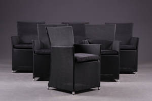 Havemøbler. Seks havestole, sort texline 6