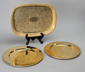 Dæktallerkner samt fad, forgyldt 3