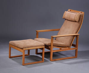 Børge Mogensen. Slædestol samt skammel, egetræ 2