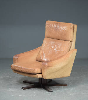 Lænestol med brunt læder