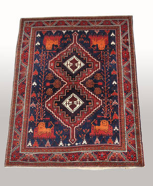 Handknuten matta, semiantik, 202x157 cm