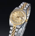 Rolex Datejust. Dameur i 18 kt. guld og stål med charmpagnefarvet skive, ca. 1989 Denne vare er sat til omsalg under nyt varenummer 5015213