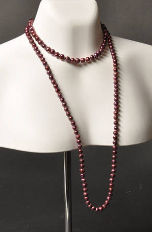 Collier med cheriserøde ferskvands kulturperler