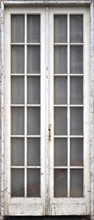 Dubbeldörr, karm i trä, enkelt glas. 1900 talets första hälft