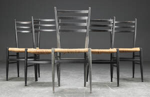 Fem spisestole med sort bemaling 5