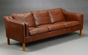 Dansk Møbelproducent. Tre-pers. sofa, læder