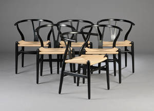 Hans J. Wegner 1914-2007. Sæt på seks Y-stole, model CH-24. 6