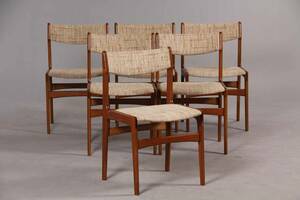 Dansk møbelproducent. 6 spisestole af teaktræ 6 