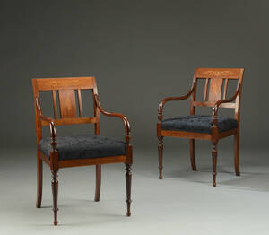 Et par armstole af mahogni, empirestil, ca. 1900 2