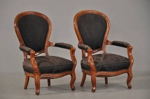 Par nyrokokostole af mahogni, 1800-tallet 2