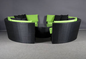 Have-udestuemøbelsæt - Sort polyrattan