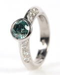 Diamantring, Fancy Blue, 14 kt hvidguld, ca. 1.30 ct.