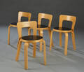 Alvar Aalto. Fire stole med sæde af sort formica 4
