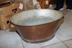 Diskbalja i koppar, L 50 cm