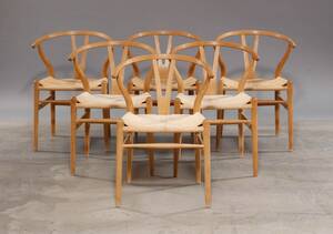 Hans J. Wegner. Seks Y-stole af egetræ, CH24 6 