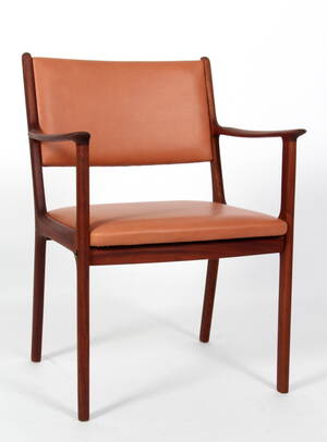 Ole Wanscher. Armstol af mahogni, model PJ 412. Anilin læder. Denne vare er sat til omsalg under nyt varenummer 5061710