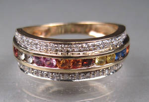 Safir- og diamantring.