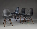 Charles Eames. Sæt på fire skalstole, model DSW 4