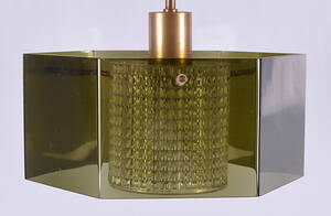TAKLAMPA, glas och metall, 1900-tal.