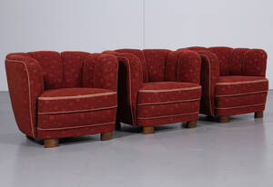 Dansk møbelproducent. Tre lænestole, 1940erne