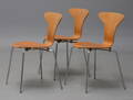 Arne Jacobsen. Tre Munkegaardsstole, bøgetræ, model 3105 3
