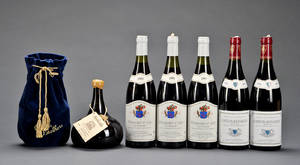 6 fl. Diverse Bourgogne rødvin samt 1 fl. Royal Salute Whisky.