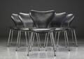 Arne Jacobsen, seks stole med læderovertræk, model 3107 6  Denne vare er sat til omsalg under nyt varenummer 4994465