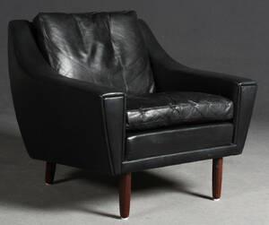 Sessel Lounge chair, 1960er 1970er in Leder, Füße in Palisander
