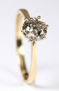 Solitairering, 14 kt guld, 0.95 ct