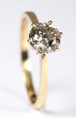 Solitairering, 14 kt guld, 0.95 ct
