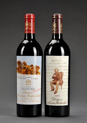 2 fl. Chateau Mouton Rothschild i årgang 2003 - 2004.