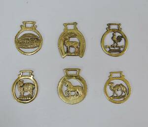 6 st hästmedaljonger, mässing