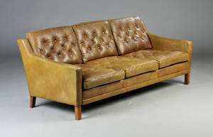 Dansk Møbelproducent. Tre-pers. lædersofa