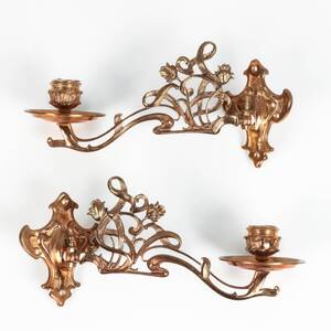 LJUSLAMPETTER, ett par, jugend, mässing, 1900-talets början