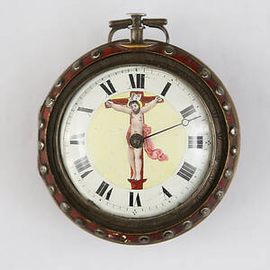 FICKUR med Kristusmotiv, spindelur, 171800-tal.