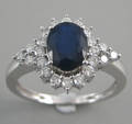 Safir- og brillant ring, 9kt