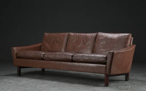 Tre-pers. sofa, brunt læder, 1960erne