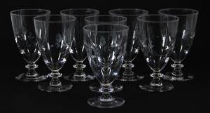 Vinglas 8st, med slipad blomdekor