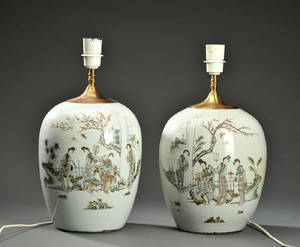Par Kinesiske bordlamper 1800 tallet 2