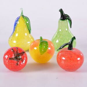 GLASFRUKTER, 5-stycken, Gränna glasbruk.
