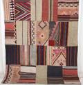 Persisk handvävd matta patchwork kelim, mått 238x195 cm.