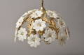 Messing loftlampe med blomster af glas, 1900 tallets 2. halvdel