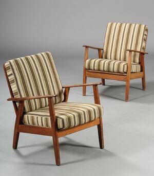 Dansk møbelproducent. Par lænestole, teak 2 Denne vare er sat til omsalg under nyt varenummer 5053107