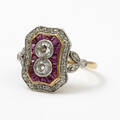 Ring 18 k guld rubiner och diamanter