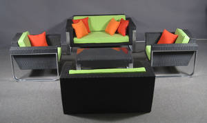 Have-udestuemøbelsæt - Sort polyrattan 4